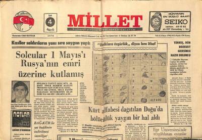 Millet Gazetesi 4 Mayıs 1976 - Kürt Alfabesi Dağıtılan Doğuda Bölücülük Yaygın Hal Aldı GZ89560 - 1
