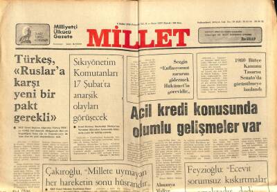 Millet Gazetesi 4 Şubat 1980 - Ekmek Konusunda Türkiye Çapında Tedbir Alınması İstendi GZ87294 - 1