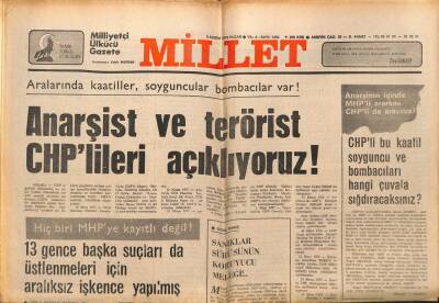 Millet Gazetesi 5 Kasım 1978 - Anarşist Ve Terörist CHPlileri Açıklıyoruz GZ89704 - 1