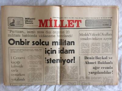 Millet Gazetesi 5 Kasım 1980 - Deniz Baykal Ve Ahmet Buldanlı Ağır Cezada Yargılandılar ! GZ73281 - 1
