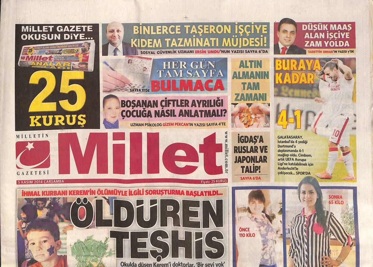 Millet Gazetesi 5 Kasım 2014 - Polat Alemdar Taburcu Oldu GZ159876 - 1