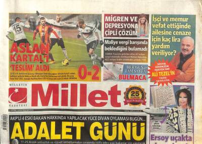 Millet Gazetesi 5 Ocak 2015 - Bülent Ersoy Uçakta Olay Çıkardı GZ105503 - 1