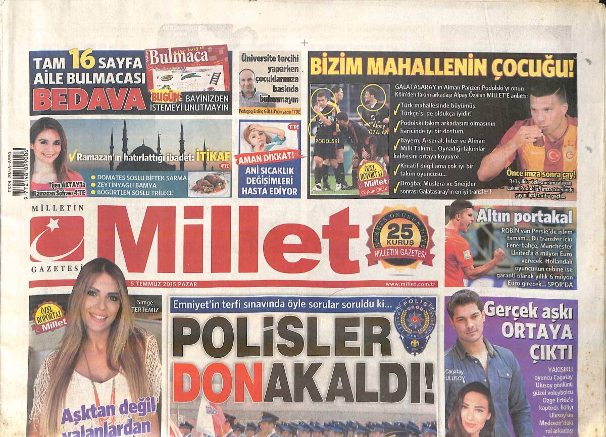 Millet Gazetesi 5 Temmuz 2015 - Robin Van Persie'de İşlem Tamam... GZ159825 - 1