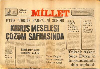 Millet Gazetesi 6 Ağustos 1981 - Kıbrıs Meselesi Çözüm Safhasında GZ89518 - 1