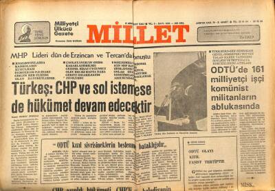 Millet Gazetesi 6 Aralık 1977 - Alparslan Türkeş,Hükümet Devam Edecektir GZ89628 - 1