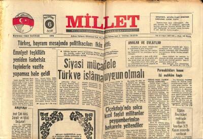Millet Gazetesi 6 Ekim 1975 - Siyasi Mücadele Türk Ve İslama Uygun Olmalı GZ66372 - 1