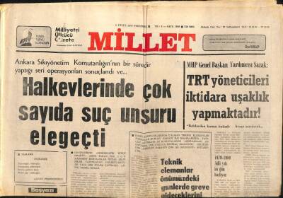 Millet Gazetesi 6 Eylül 1979 - İranda Kolera Salgını Başladı GZ89729 - 1