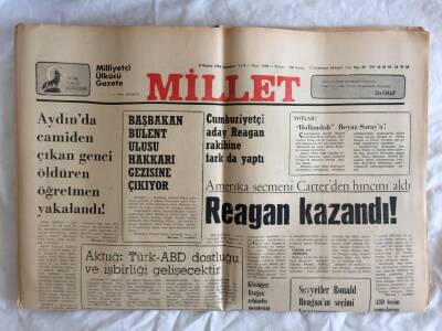Millet Gazetesi 6 Kasım 1980 - Başbakan Bülent Ulusu Hakkari Gezisine Çıkıyor GZ73280 - 1