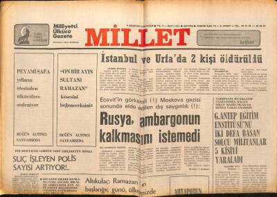 Millet Gazetesi 6 Mayıs 1978 - Rusya Ambargonun Kalkmasını İstemedi GZ89601 - 1