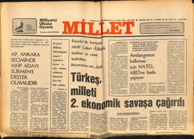 Millet Gazetesi 7 Aralık 1977 - Türkeş Milleti 2.Ekonomik Savaşa Çağırdı GZ89780 - 1