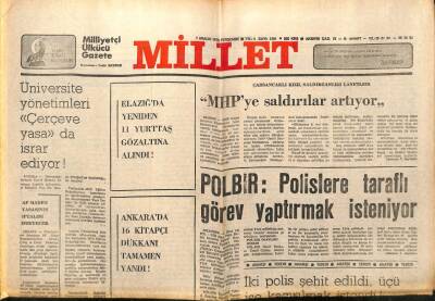 Millet Gazetesi 7 Aralık 1978 - İki Polis Şehit Edildi,Üçü Kaçırılmak İstendi GZ89711 - 1