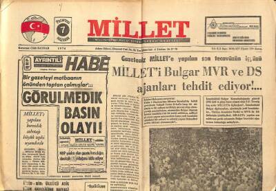 Millet Gazetesi 7 Haziran 1976 - Gaziler Türkeşe Dumlupınar Toprağı İle Bayrak Ve Kuran-ı Kerim Sundular GZ89659 - 1
