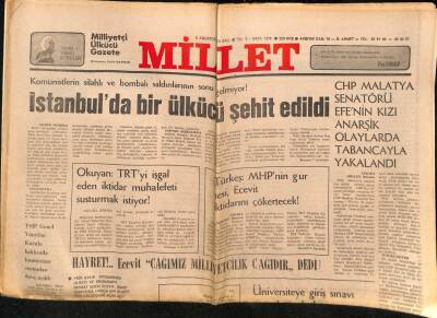 Millet Gazetesi 8 Ağustos 1978 - Okuyan TRTyi İşgal Eden İktidar Muhalefeti Susturmak İstiyor ! GZ72528 - 1