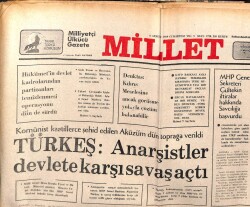 Millet Gazetesi 8 Aralık 1979 - Prof.Cahit Tütengil Öldürüldü GZ103619 - 1