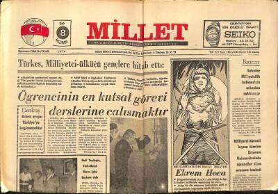 Millet Gazetesi 8 Haziran 1976 - Denktaş Kıbrıs Er Geç Türkiyeye Bağlanacaktır GZ89658 - 1