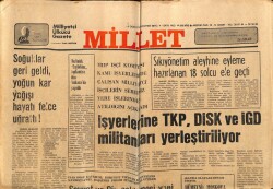 Millet Gazetesi 8 Ocak 1979 - Sıkıyönetim Aleyhine Eyleme Hazırlanan 18 Solcu Ele Geçti GZ66367 - 2