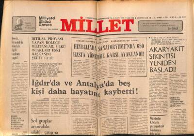 Millet Gazetesi 9 Ağustos 1978 - Akaryakıt Sıkıntısı Yeniden Başladı ! GZ72518 - 2
