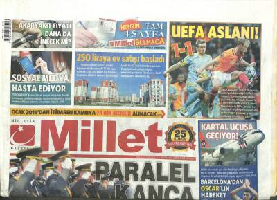 Millet Gazetesi 9 Aralık 2015 - Barcelonadan Oscarlık Hareket-Beşiktaş Uçuşa Geçiyor GZ105549 - 1