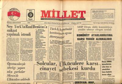 Millet Gazetesi 9 Kasım 1975 - New Yorkta Rauf Denktaşa Suikast Yapılmak İstendi GZ89580 - 1