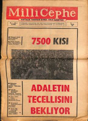 Milli Cephe Haftalık Tarafsız Siyasi Halk Gazetesi Sayı9 15 Temmuz 1967 - Mahmut Atalık Nazım Hikmet Hayranları, Hüsnü Ceylan, Fuat Köprülü NDR69118 - 1