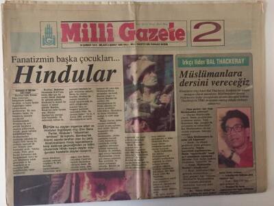 Milli Gazete 2 2 Şubat 1993 - Fanatizmin Başka Çocukları Hindular GZ13565 - 2