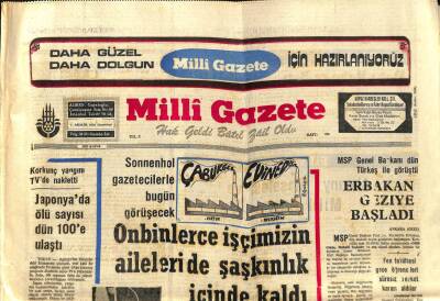 Milli Gazete Gazetesi 1 Aralık 1973 - Japonyada ki Yangında Ölü Sayısı Dün 100e Ulaştı - Petrol Ambargosu ABD Sanayini Durdurabilecek GZ98618 - 1