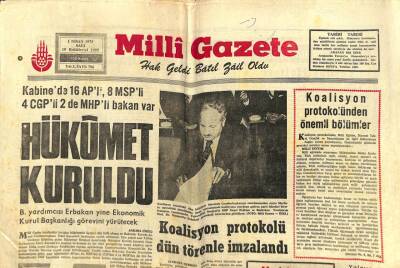 Milli Gazete Gazetesi 1 Nisan 1975 - Kabinede 16 APli , 8 MSPli 4 CGPli 2de MHPli Bakan Var GZ98671 - 1