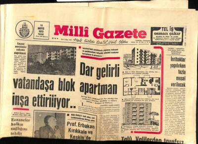 Milli Gazete Gazetesi 13 Mayıs 1973 - Dar Gelirli Vatandaşa Blok Apartman İnşa Ettiriliyor GZ98759 - 1