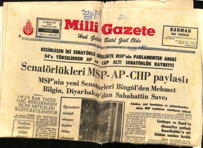 Milli Gazete Gazetesi 14 Ekim 1975 - Seçim Gecesi İzmirde 1800 Telefon Bozuldu GZ98764 - 1