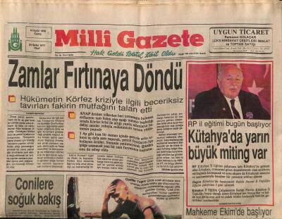Milli Gazete Gazetesi 14 Eylül 1990 - Bush İnsanlık Adına Yargılanacak GZ87352 - 1