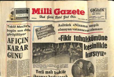 Milli Gazete Gazetesi 14 Mayıs 1974 - Tütün Kredilerinin 400 Lira Olması Talep Edildi - Yerli Malı Traktör İhracına Başlanacak GZ98557 - 1