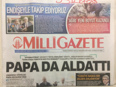 Milli Gazete Gazetesi 14 Nisan 2015 - Papa Da Aldattı GZ27228 - 1