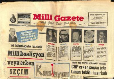 Milli Gazete Gazetesi 15 Aralık 1973 - CHP Erken Seçim İçin Kanun Teklifi Hazırladı - Milli Koalisyon Ve Erken Seçim GZ98725 - 1