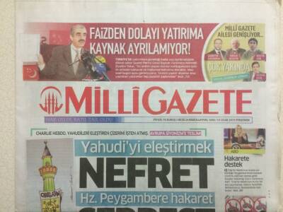 Milli Gazete Gazetesi 15 Ocak 2015 - Yahudiyi Eleştirmek Nefret Hz Peygambere Hakaret Serbest GZ29593 - 1