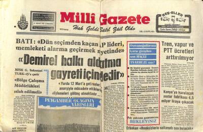 Milli Gazete Gazetesi 17 Nisan 1974 - Bir Milyon Ton Demir Çelik İthal Ediliyor GZ98820 - 1