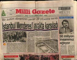 Milli Gazete Gazetesi 18 Eylül 1990 - İstanbul Menderesi Ayakta Karşıladı GZ62959 - 1