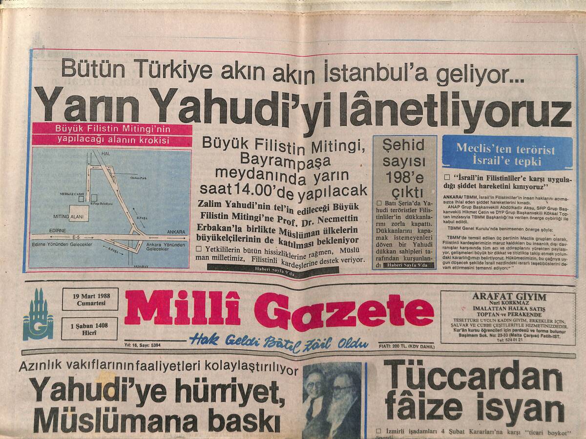 Milli Gazete Gazetesi 19 Mart 1988 - Azeri Liderler Görevden Alındı - Tüccardan Faize İsyan GZ151455 - 1