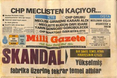 Milli Gazete Gazetesi 20 Haziran 1979 - Skandal , Bir Sahte Temel Atma Hikayesinin İçyüzü * Yükselmiş Fabrika Üzerine Tekrar Temel Attılar GZ98322 - 1