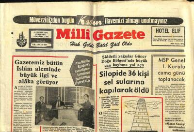 Milli Gazete Gazetesi 21 Kasım 1974 - Silopide 36 Kişi Sel Sularına Kapılarak Öldü - Nairobide Bir Jet Yolcu Uçağı Düştü , 152 Ölü Var GZ98560 - 1