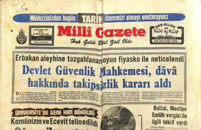 Milli Gazete Gazetesi 26 Kasım 1974 - Etiopyada Askeri Mahkemeler Kuruluyor - Battal , Meclise Emlak Vergisi İle İlgili Teklif Verdi GZ98609 - 1
