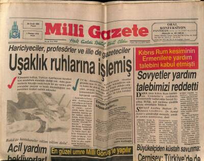 Milli Gazete Gazetesi 28 Ocak 1990 - Sovyetler Yardım Talebimizi Reddetti GZ77070 - 1