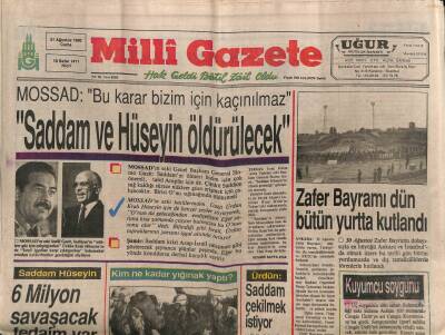 Milli Gazete Gazetesi 31 Ağustos 1990 - Saddam Hüseyin 6 Milyon Savaşacak Fedaim Var GZ87348 - 1