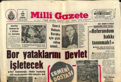 Milli Gazete Gazetesi 31 Ocak 1973 - Almanyada Basılan Bir Gazetenin Türkiyeye Sokulması Yasaklandı GZ98689 - 1