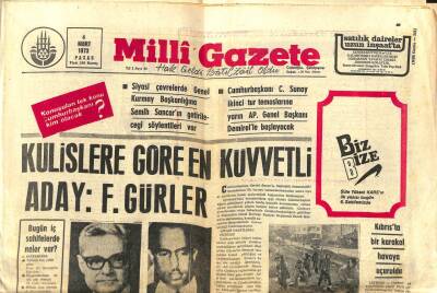Milli Gazete Gazetesi 4 Mart 1973 - Kilislere Göre En Kuvvetli Aday F. Gürler GZ98730 - 1