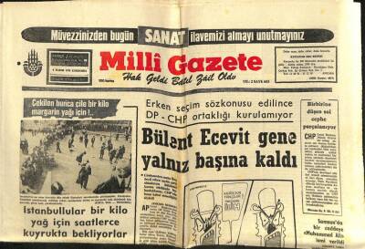 Milli Gazete Gazetesi 6 Kasım 1974 - İstanbullular Bir Kilo Yağ İçin Saatlerce Kuyrukta Bekliyorlar GZ98666 - 1