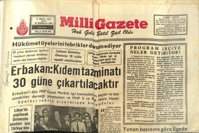 Milli Gazete Gazetesi 8 Nisan 1975 - K. Maraşın 18 Köyünde Petrol Hattı İçin Arazi İstimlaki Yapılacak GZ98592 - 1