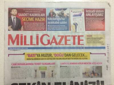 Milli Gazete Gazetesi 9 Ocak 2015 - Cami Duvarlarında Tehdit Sloganları GZ29595 - 1
