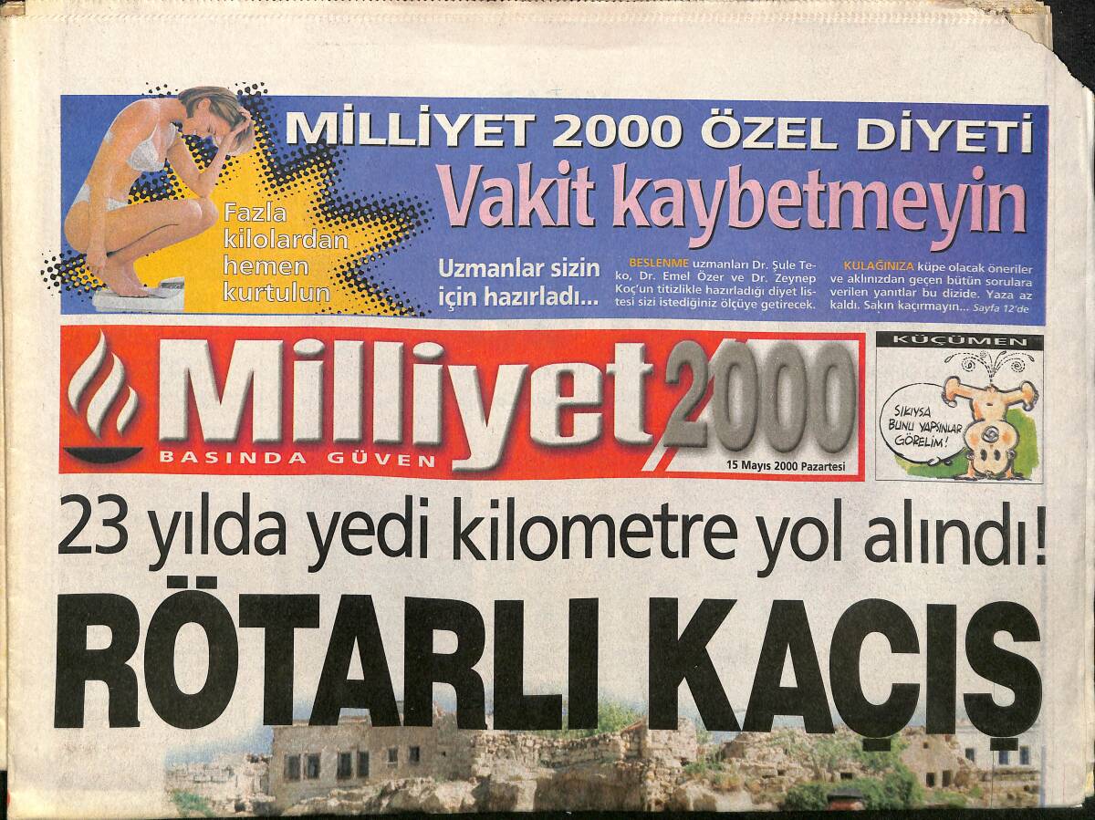 Milliyet 2000 Gazetesi 15 Mayıs 2000 - Hülya Avşar Kadın Vekillerden Olumlu Not Aldı - Levent Kırca: Turp Gibiyim GZ3825 - 1