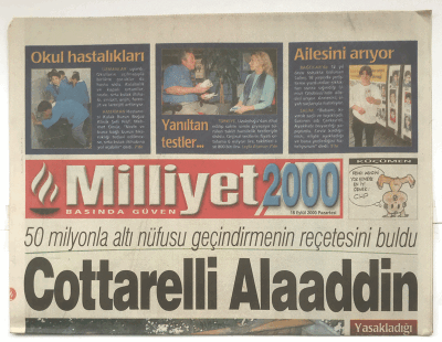 Milliyet 2000 Gazetesi 18 Eylül 2000 - Artist Koray Candemir 7 Volkan Konak dan İngilazca Şarkı GZ3921 - 1