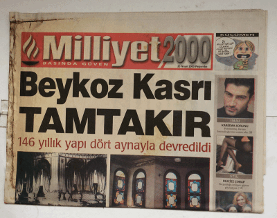 Milliyet 2000 Gazetesi 20 Nisan 2000 - Beykoz Kasrı Tamtakır GZ7613 - 1